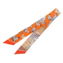 エルメス スカーフ ツイリー シルクツイル ゼブラ Les Zebres HERMES シマウマ シルクスカーフ オレンジ×ベージュ×ブラウン