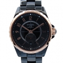 シャネル　CHANEL　J12-365　H3838　36.5mm　スモールセコンド　ユニセックス　18KPGベゼル　ブラック