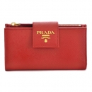 プラダ PRADA 型押しカーフスキン　サフィアーノ　レディース 二つ折り財布 レッド 1ML005 QWA 011