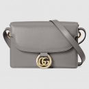 グッチ GUCCI スモール レザー ショルダーバッグ（589474 1DB0G 1275）ダスティグレー ヴィンテージ加工テクスチャードレザー