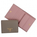 プラダ 財布 二つ折り カーフレザー ミニ財布 レディース グレー×ピンク バイカラー 1MV204 2BG5 XQY