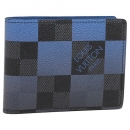 ルイヴィトン N40414 ダミエグラフィットジャイアント カードケース メンズ 二つ折り財布 ブルー
