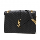 Saint Laurent コピー 342023 イブサンローラン エンベロープ ラージ チェーンショルダーバッグ ブラック ゴールド金具 342023