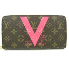 LOUIS VUITTON ジッピー ウォレット Vモチーフ ラウンド長財布 グルナード/モノグラム (M60936)