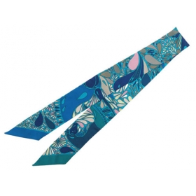 エルメス スカーフ ツイリー シルクツイル メキシコの花 Millefleurs du Mexique HERMES シルクスカーフ ープル×ブルー×ピンク