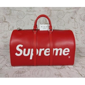 ルイヴィトン  Supreme M53419 キーポル バンドリエール45 ボストンバッグ ルイ ヴィトン×シュプリーム ボストンバッグ エピレザー レッド ユニセックス